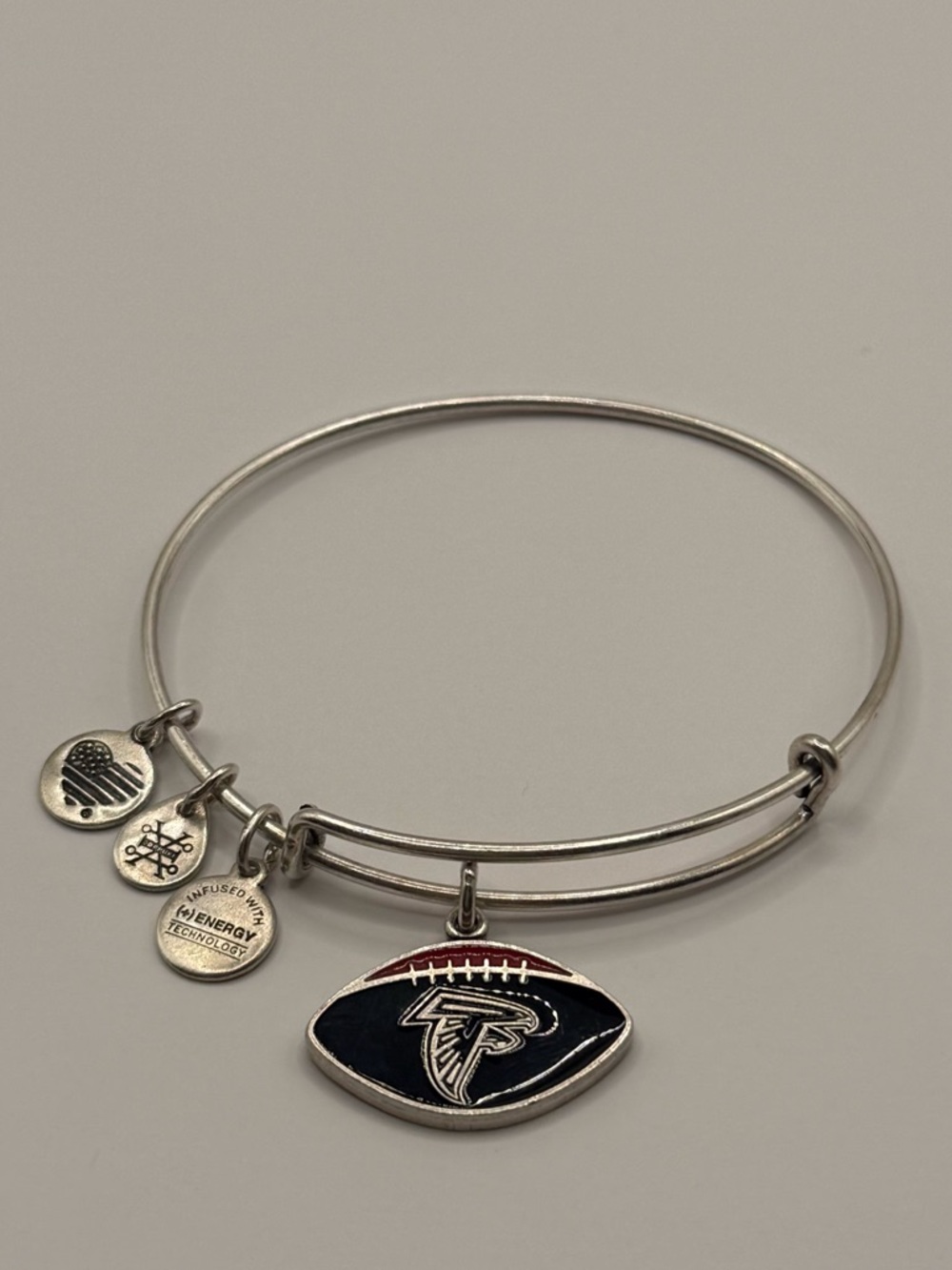 Alex and Ani NFL Falcons Charm Bracelet Silver Tone